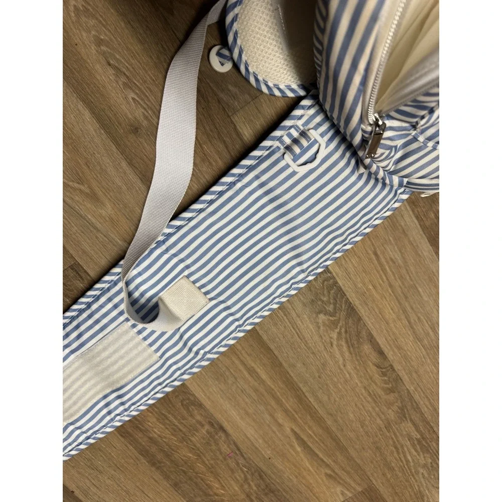 Tushbaby Hip Seat Baby Bag Blue White Stripe Ergonomic Waistband Storage